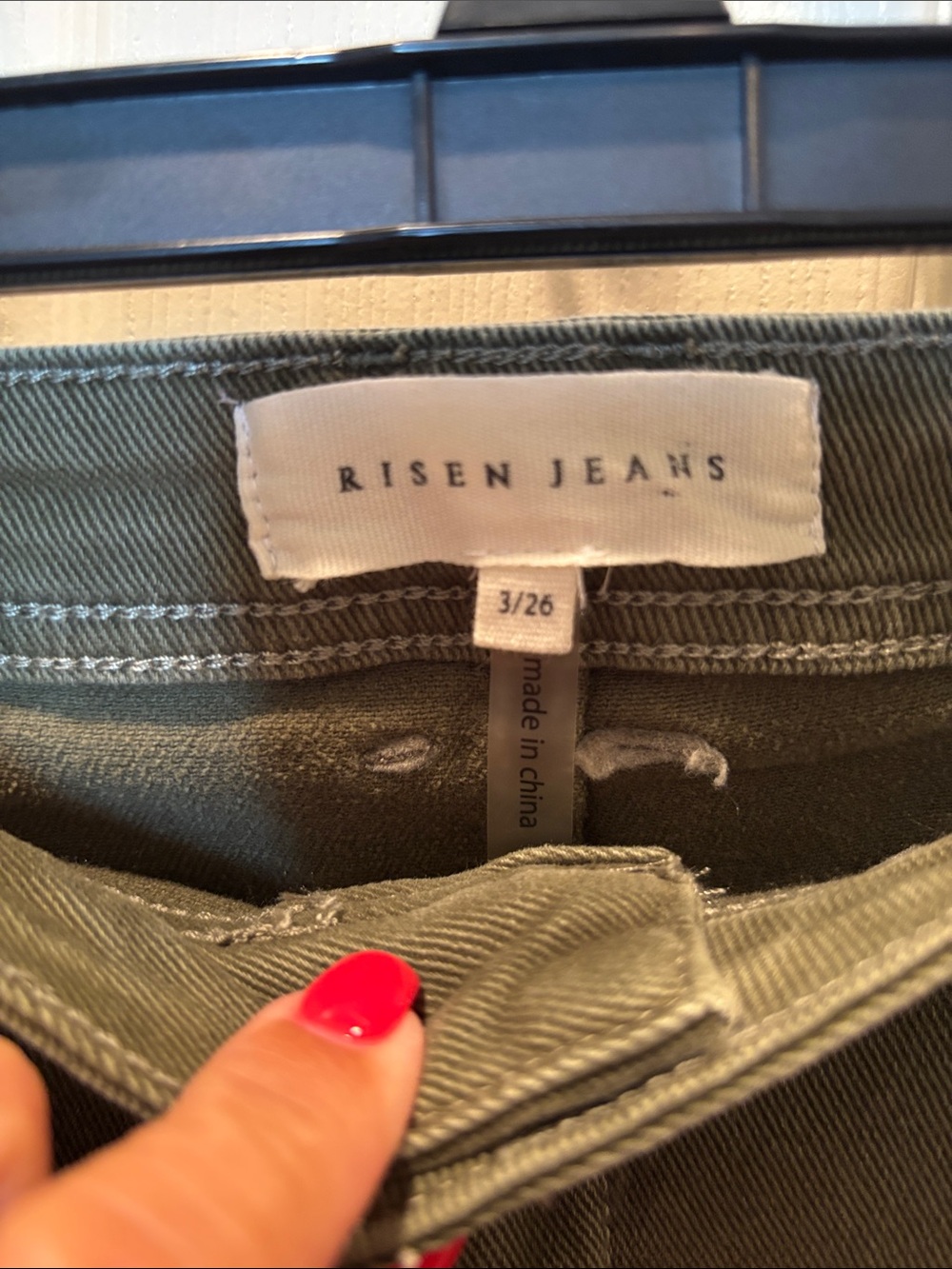 Risen Jeans Olive Green High Rise Cargo Pants Utility Stretch NWT Size 3 26 - Picture 2 of 6